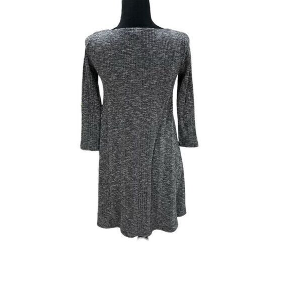 Garage Petite S Gray Marled Knit Swing Dress Long Sleeve Scoop Neck Casual - Picture 6 of 7